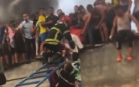 Screengrab taken from a video of a fire that broke out at a popular market in the Moroccan city of Fez's UNESCO-listed old city, and killed at least four people. (X/@Tanja7com)