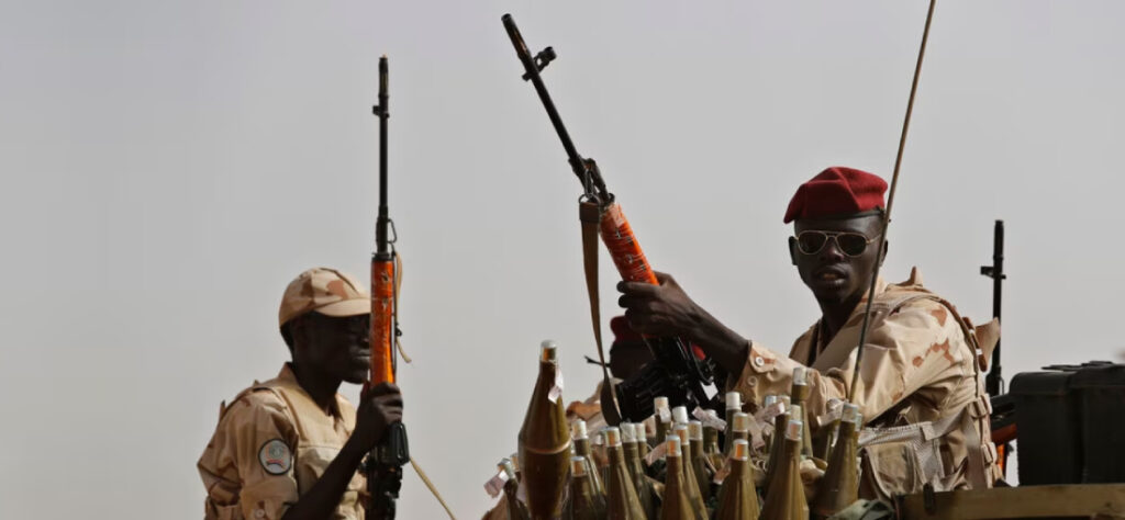 FILE - Sudanese soldiers from the Rapid Support Forces unit secure an area in the East Nile province, Sudan, June 22, 2019. Calls to end Sudan's current 14-month war have come and gone with little effect.