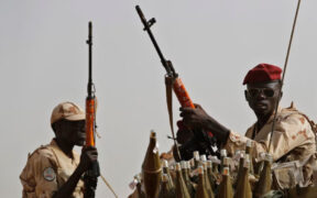 FILE - Sudanese soldiers from the Rapid Support Forces unit secure an area in the East Nile province, Sudan, June 22, 2019. Calls to end Sudan's current 14-month war have come and gone with little effect.