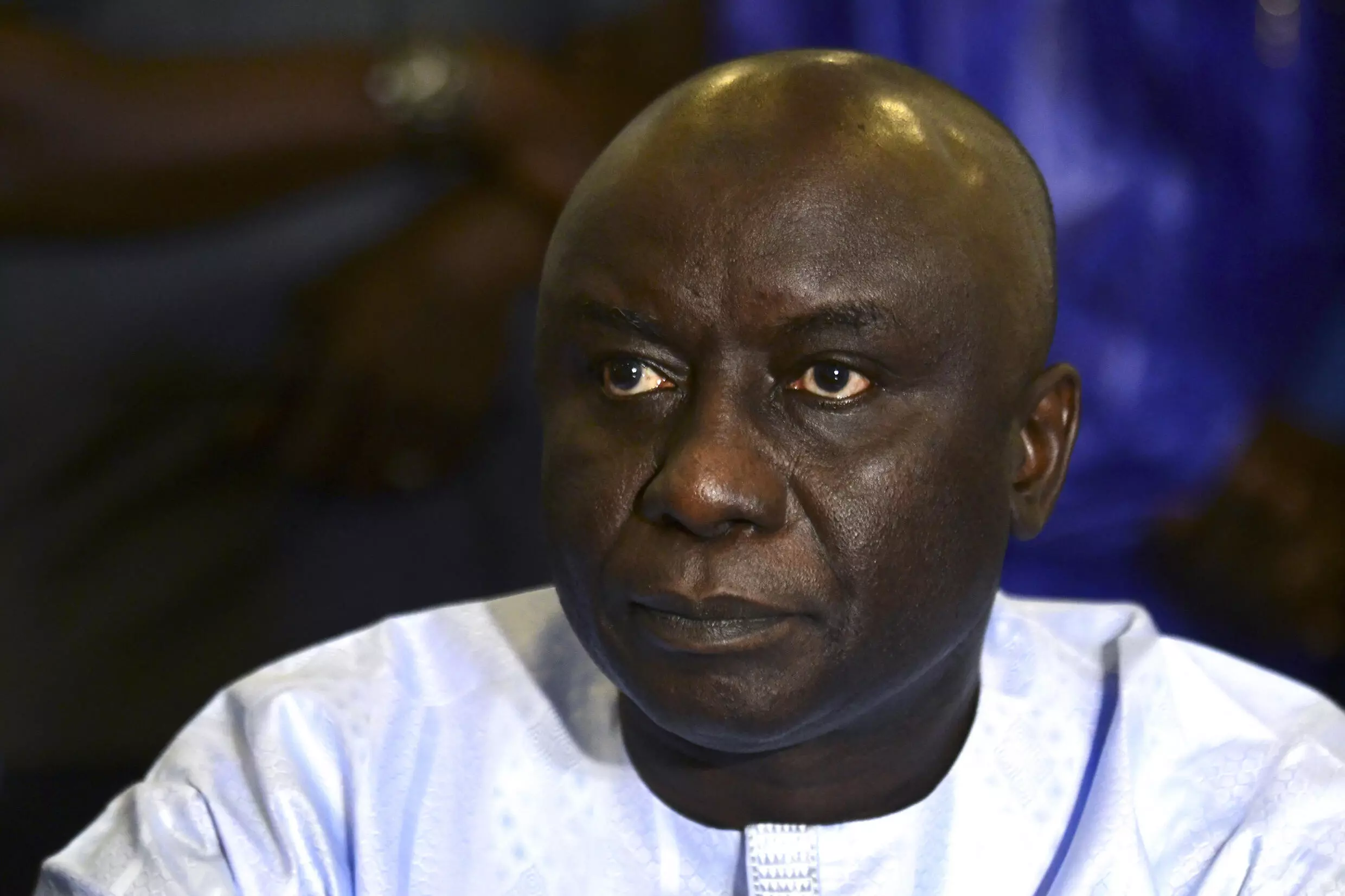 Idrissa Seck, founder of the Rewmi party, is seen during an opposition press conference in Dakar on January 15, 2019. Seck was also a candidate in Senegal’s 2019 presidential election. © Seyllou, AFP