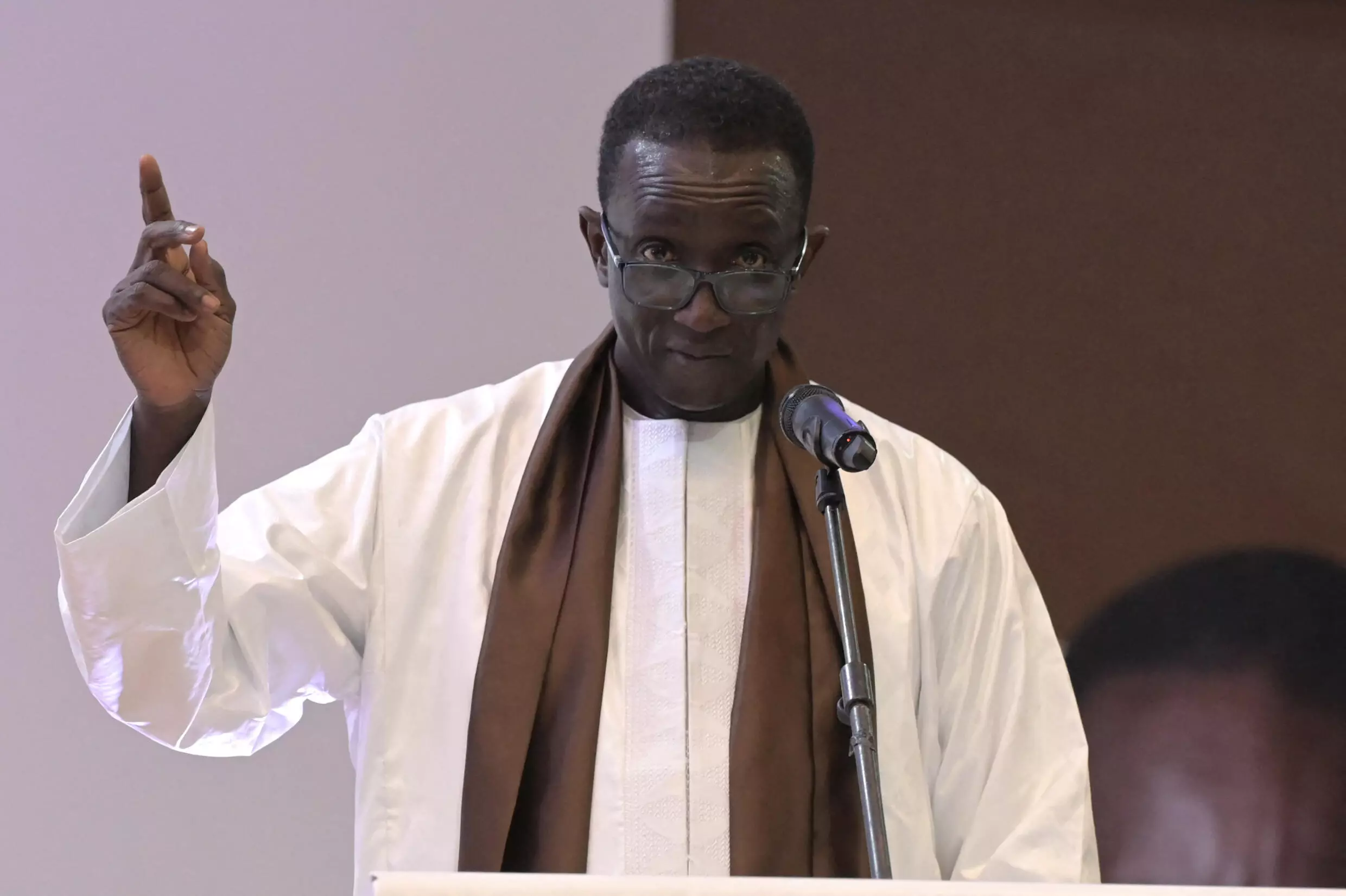 Senegalese Prime Minister Amadou Ba speaks in Dakar on December 21, 2023. © Seyllou, AFP