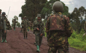 Congolese M23 rebels are seen as they withdraw from the 3 antennes location in Kibumba, near Goma, North Kivu Province of the Democratic Republic of Congo on December 23, 2022. PHOTO | REUTERS