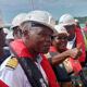 The Ugandan Minister of Energy and Mineral Development Ruth Nankabirwa tour the Port Facility with the Kenya Ports Authority (KPA) MD Cap William Ruto (second left) during the reception of Uganda's First Oil Consignment Shipment at the New Kipevu Oil Terminal (KOT) in this photo taken on July 3, 2024.