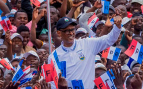 Rwanda's President Paul Kagame of the ruling Rwanda Patriotic Front (RPF) party attends the first campaign rally ahead of the July Presidential vote at Busogo, Musanze District, Rwanda on June 22, 2024. PHOTO | REUTERS