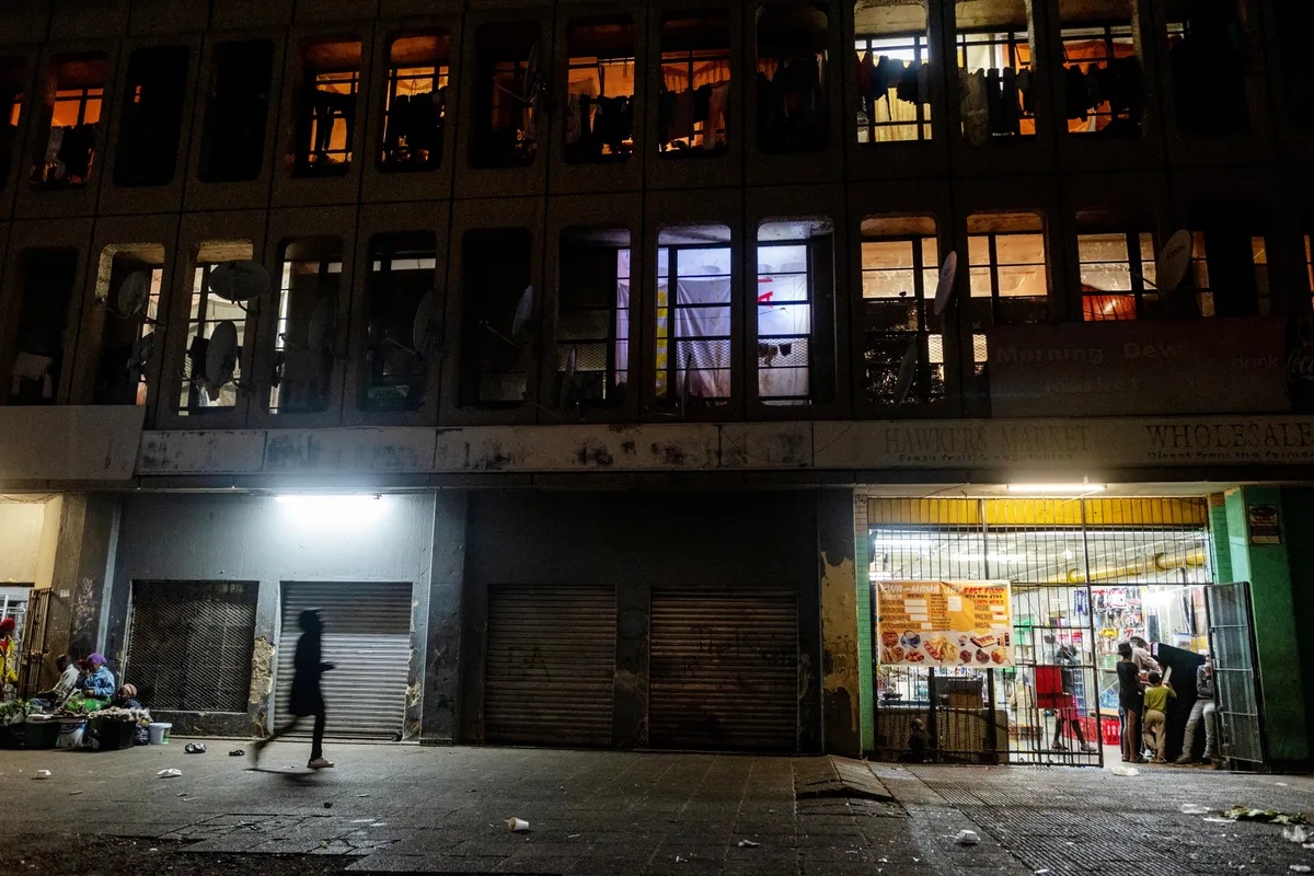 A street in central Johannesburg.Photographer: Leon Sadiki/Bloomberg